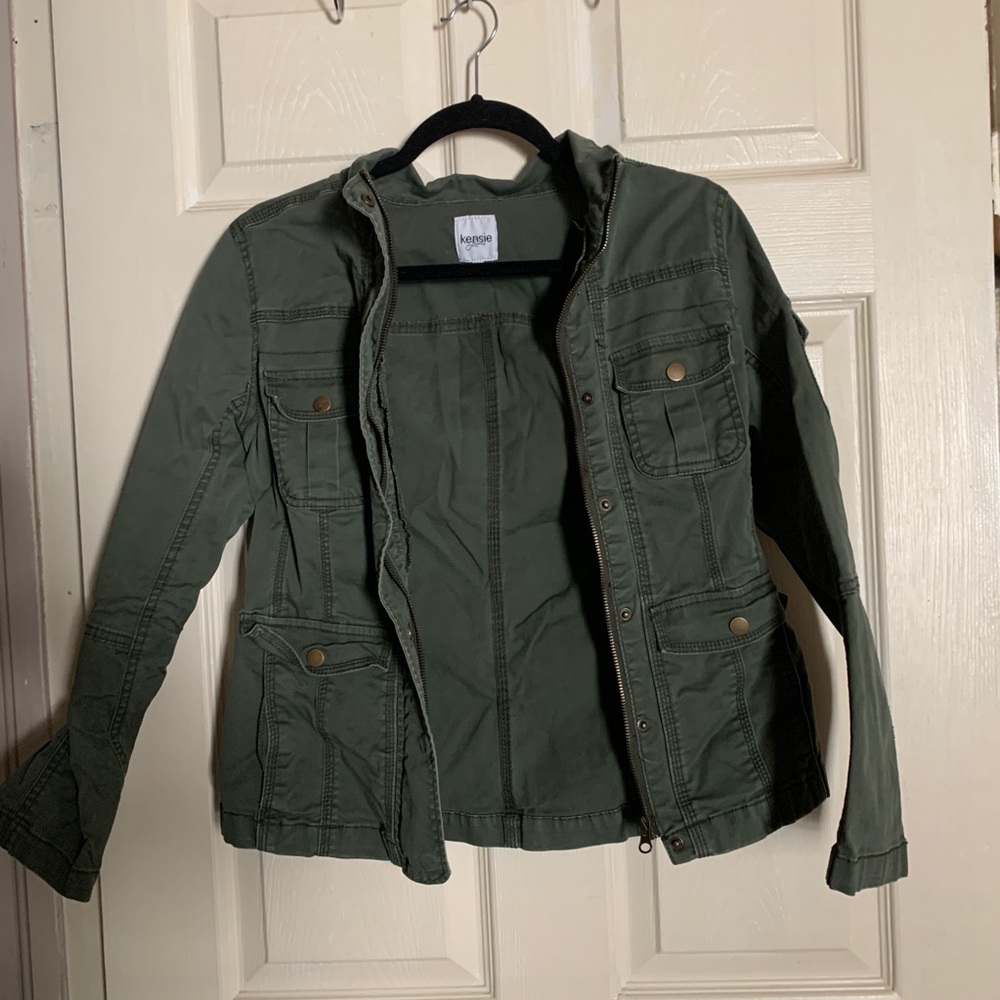 army green zip and button up jacket